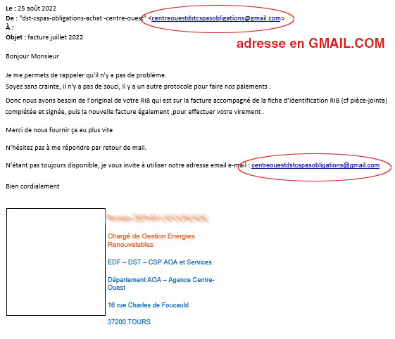 faux email phishing edf